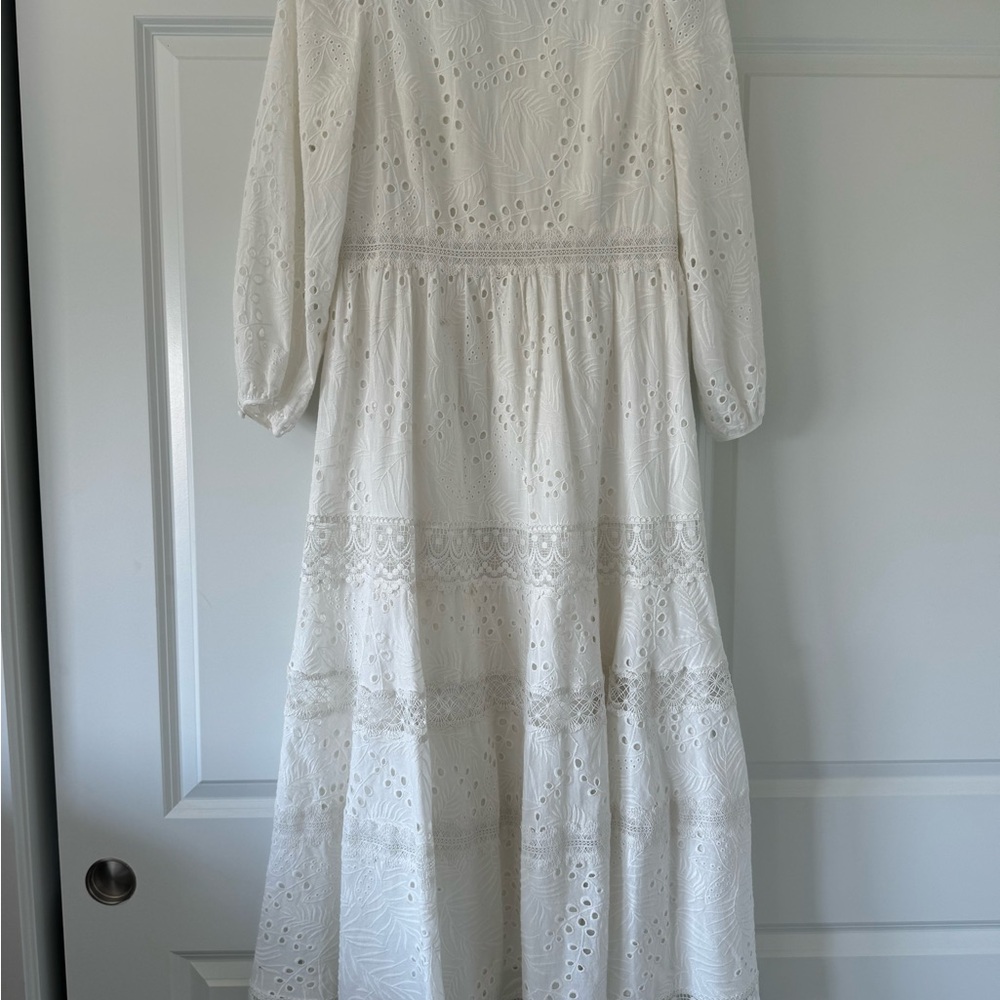 COPY - White Long Sleeve Eyelet Dress